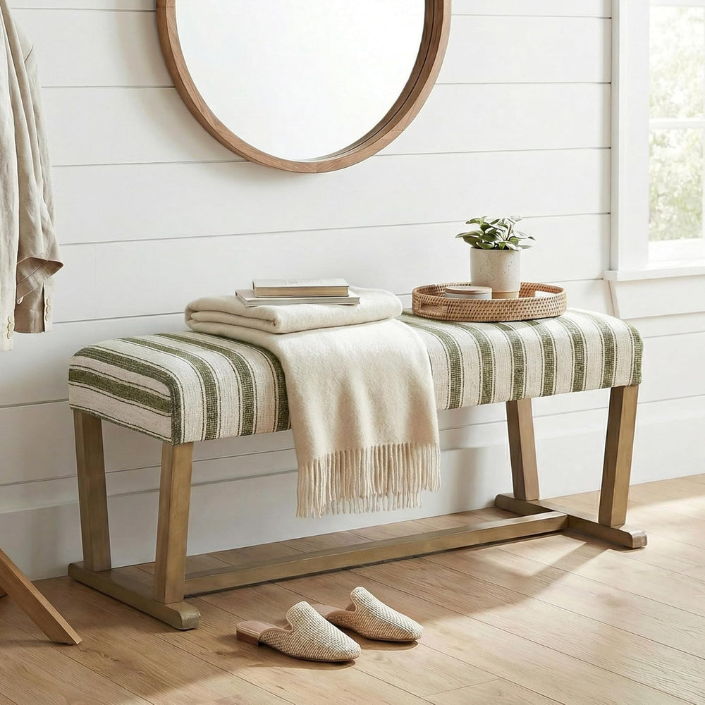 VKNOW 41.3'' Upholstered Entryway Bench, End of Bed Bench with Cushion