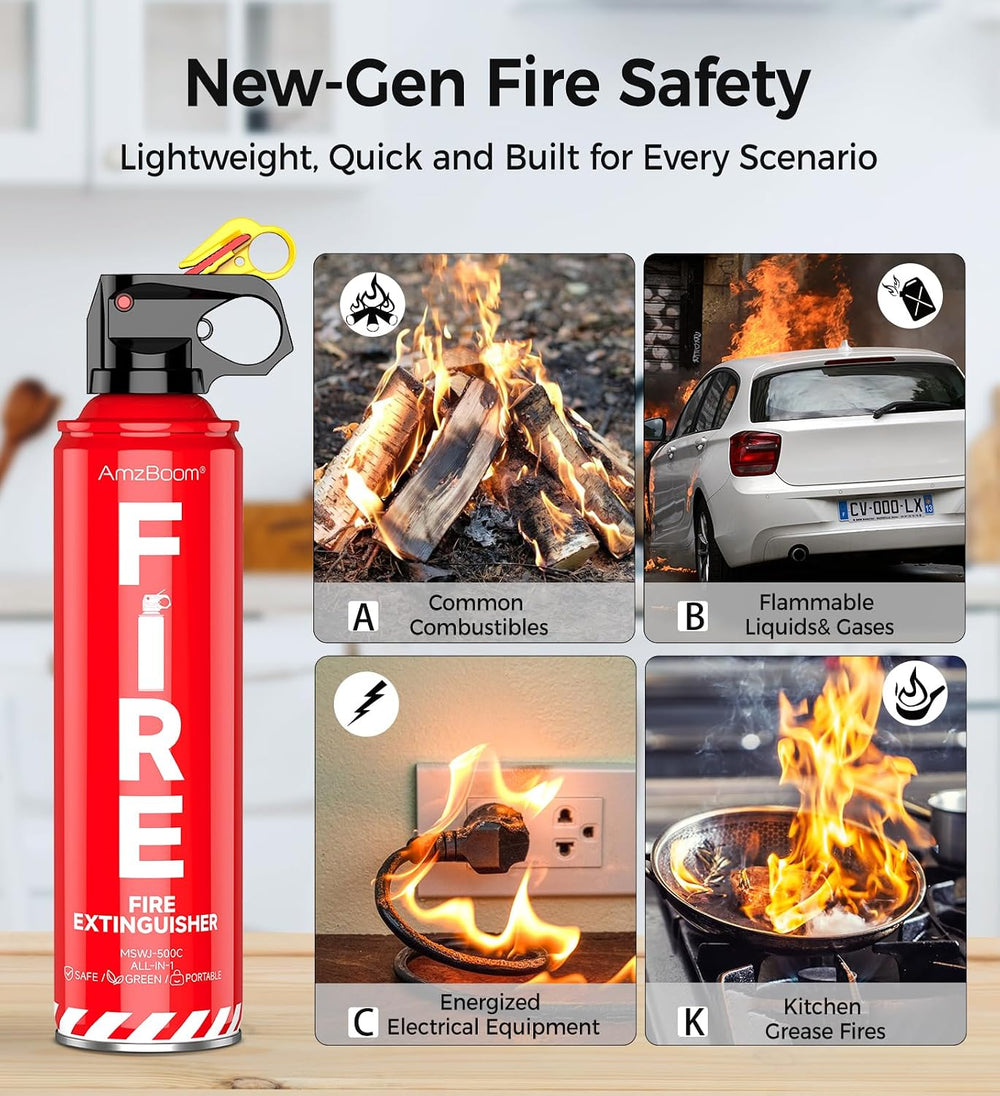 AmzBoom Fire Extinguisher for Home, Car, Kitchen, and Boat 3-Pack, Portable E...