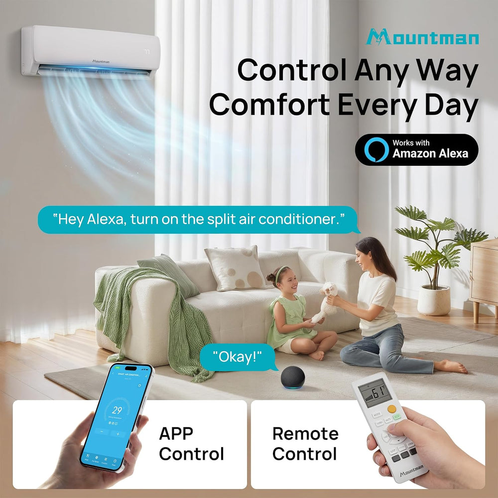 Mountman 9000BTU Mini Split AC/Heating System with WIFI & Alexa,115V 19 S...