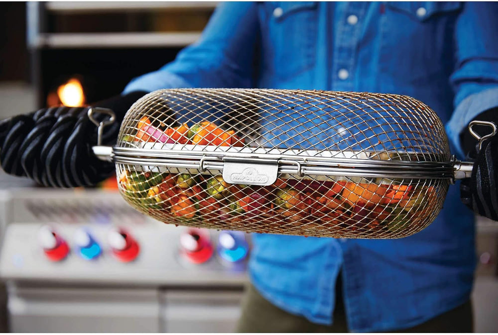 Napoleon Rotisserie Grill Basket - Stainless Steel, Fits Standard Spit Rods, ...