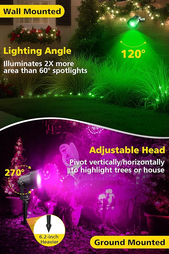 T-SUN Spot Lights Outdoor Waterproof IP65 with US Plug, 270° Adjustable, App ...