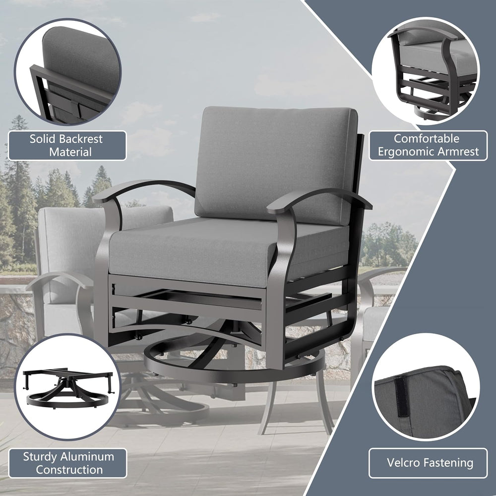 Aluminum Outdoor Patio Furniture Set,5 Pieces 5 Seats Metal Patio Sectional F...