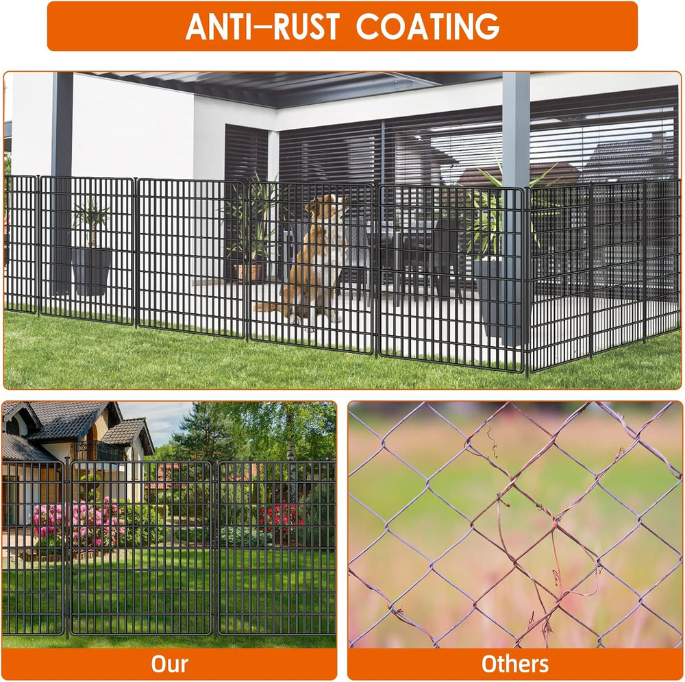 10 Panels No Dig Fence with Gate, 32 in(H) X 24 ft(L) Garden Decorative Fence...