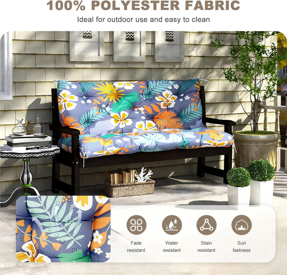 Porch Swing Cushion with Backrest,Waterproof Bench Cushion for Outdoor Furnit...