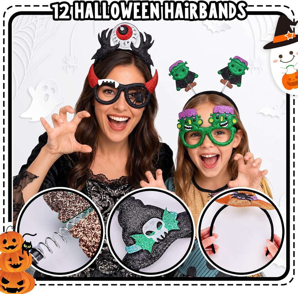 MGparty 24PCS Halloween Headbands and Glasses Frame Set Party Favor