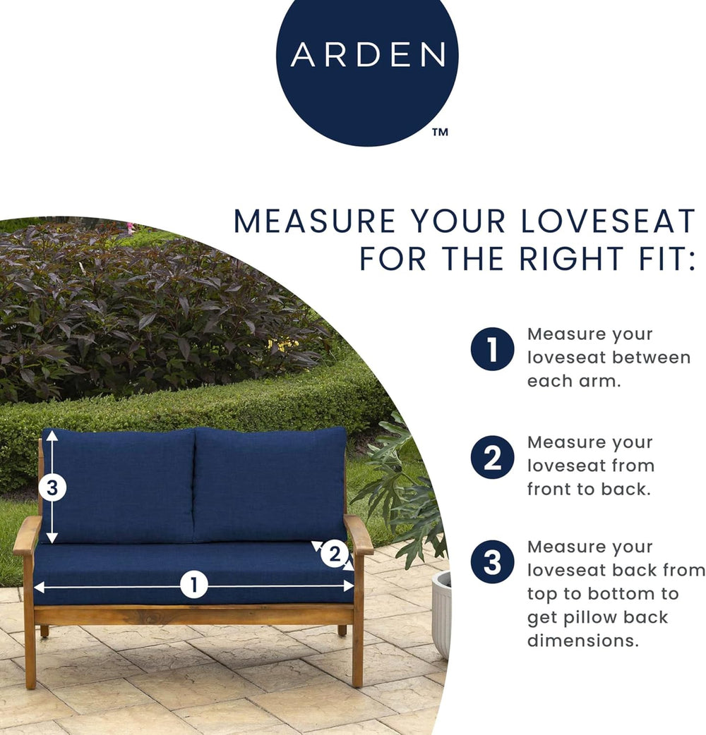 Arden Selections Outdoor Loveseat Cushion Set, 48 x 24, Water Repellent, Fade...