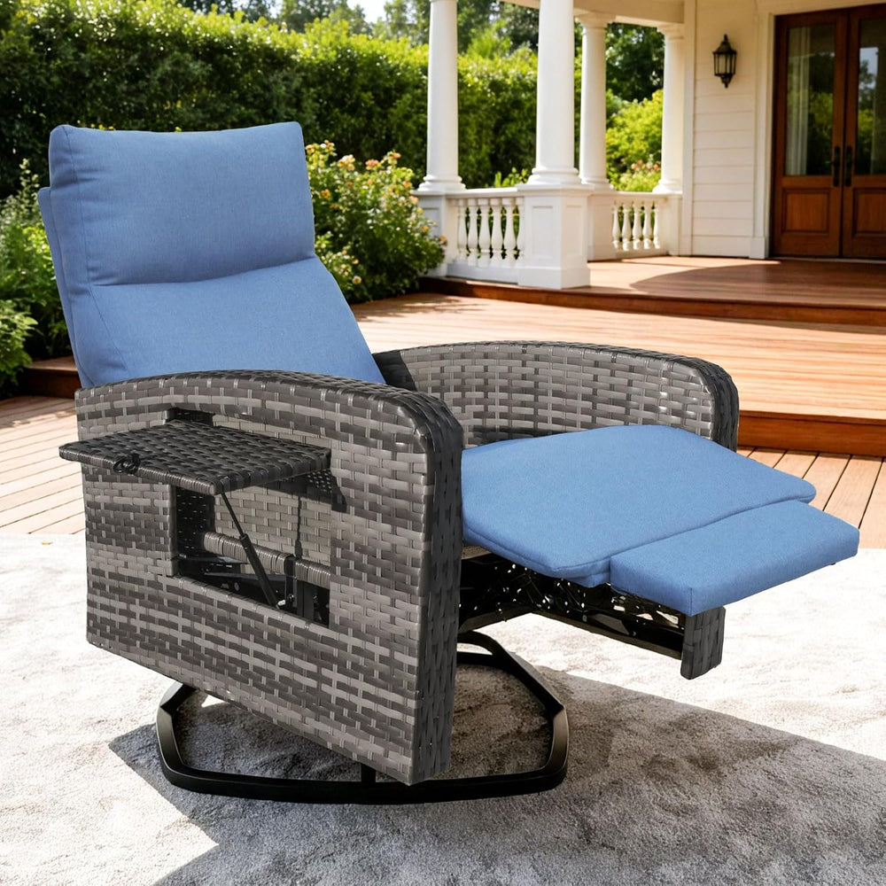 ZZW Outdoor Recliner Chair Set of 2, Wicker Patio Recliners with Adjustable B...