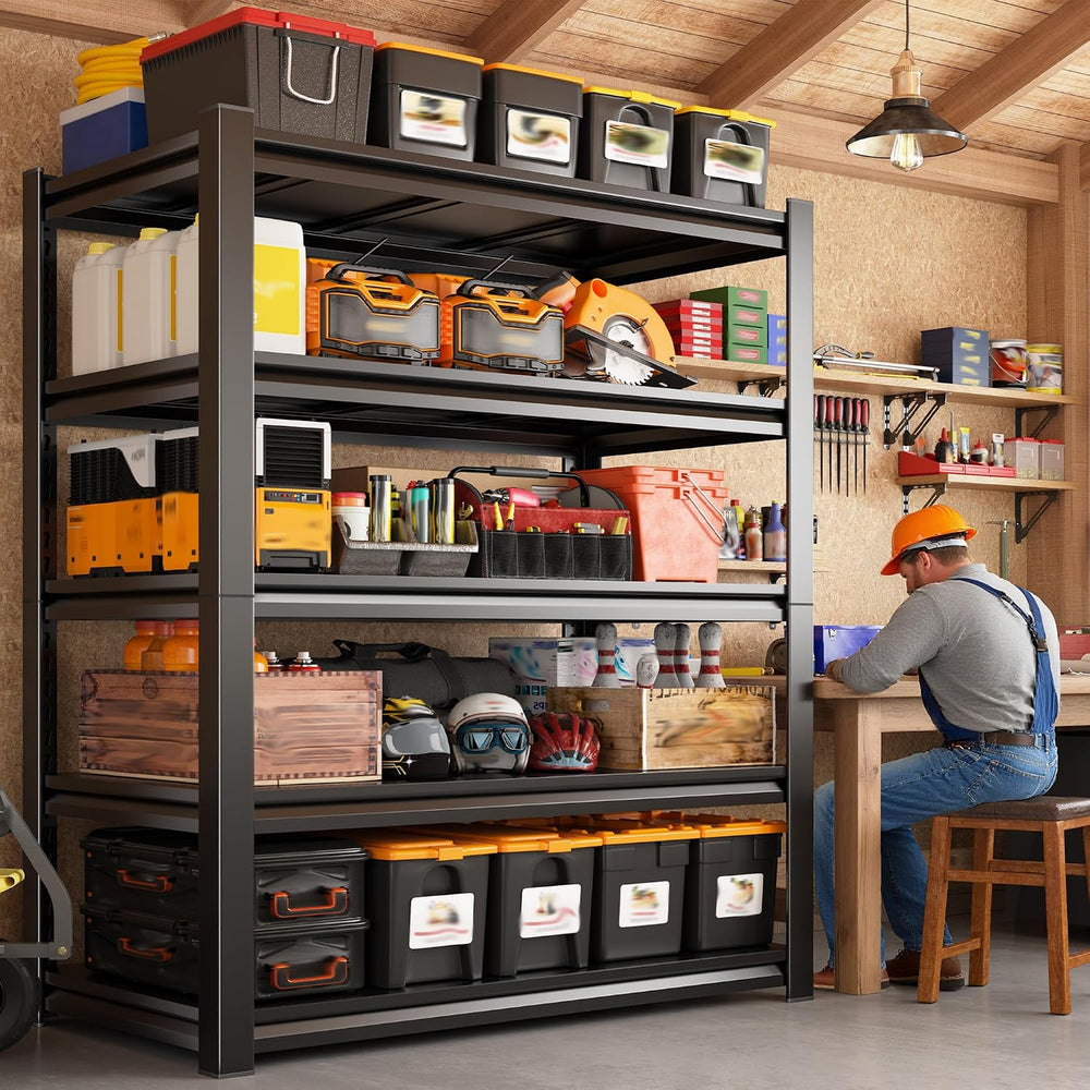 REIBII 5 Tier Garage Shelving for Garage, Adjustable Metal Shelving