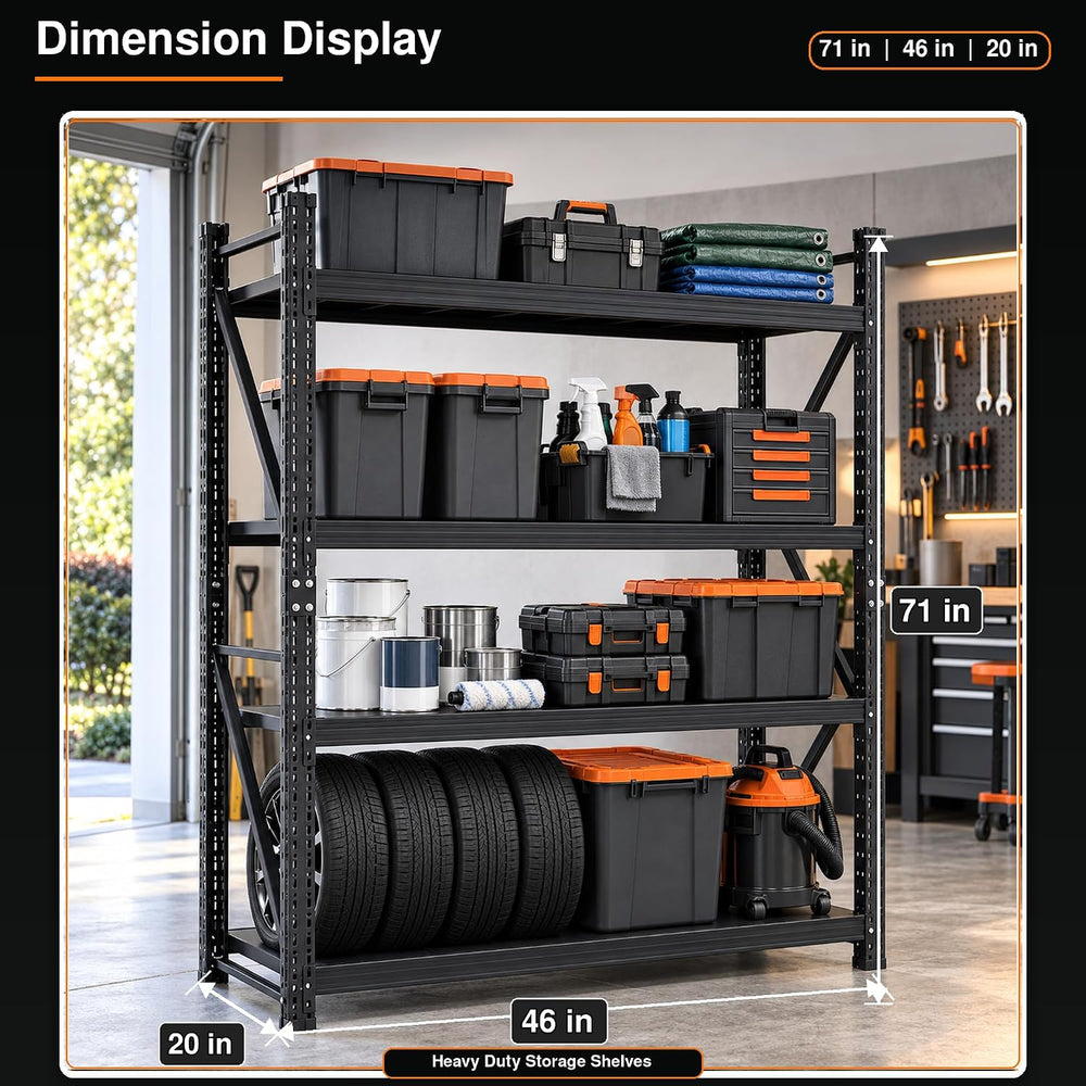 4-Tier Metal Shelving Unit, Heavy Duty Garage Storage