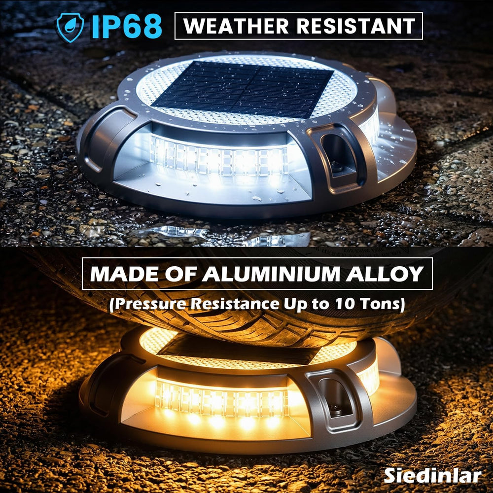 SIEDiNLAR Solar Driveway Lights Outdoor 4 Modes, 40 LEDs 16 Pack White/Warm