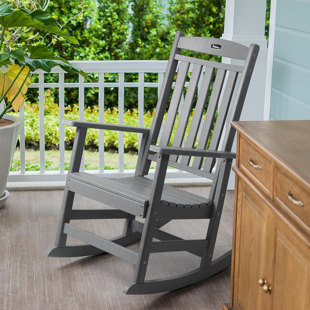FUNBERRY Oversized Outdoor Rocking Chair, Poly Lumber Rocker, Patio Rockers