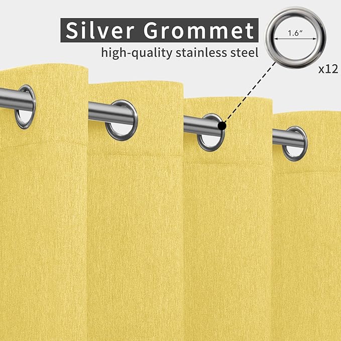Easy-Going Linen Look Outdoor Curtains Waterproof Windproof Porch Curtains, S...