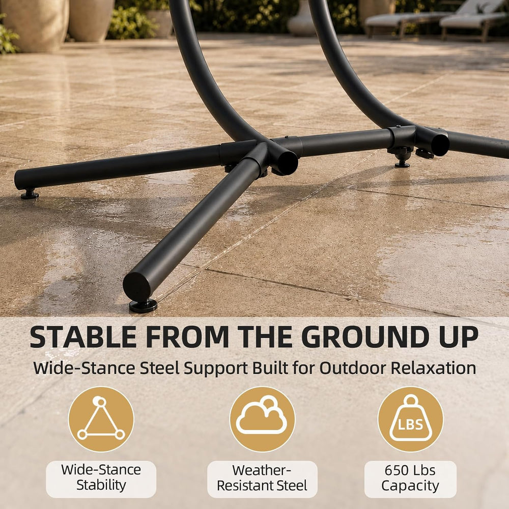 Double Egg Swing Chair with Stand, Outdoor 650LBS, Dark Gray