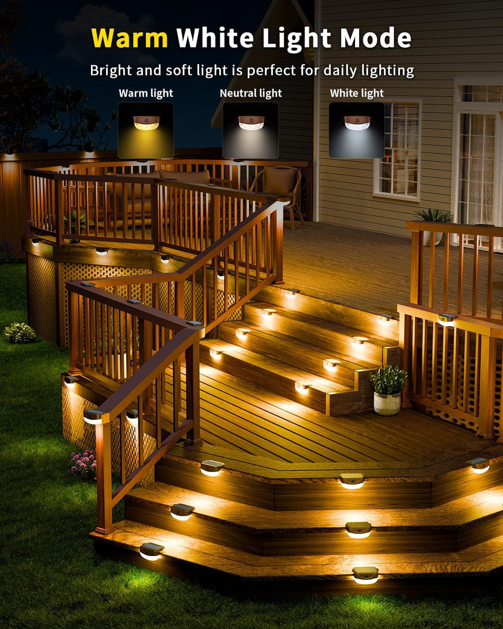 12 Pack Color Changing Solar Fence Lights with Remote, Solar Deck Lights