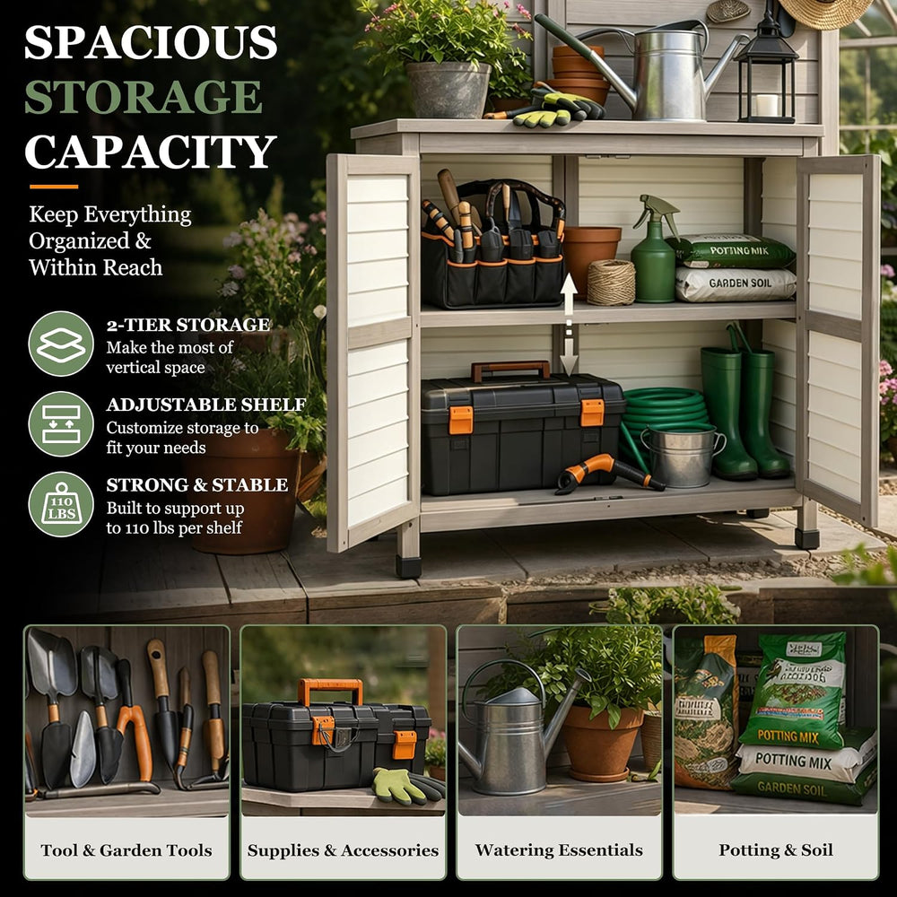 Gowoodhut Outdoor Storage Cabinet with Shelve Garden Patio Tool Storage