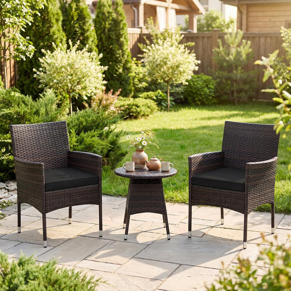 Tangkula 3 Piece Patio Furniture Set, Hand-Woven PE Wicker Conversation Set w...