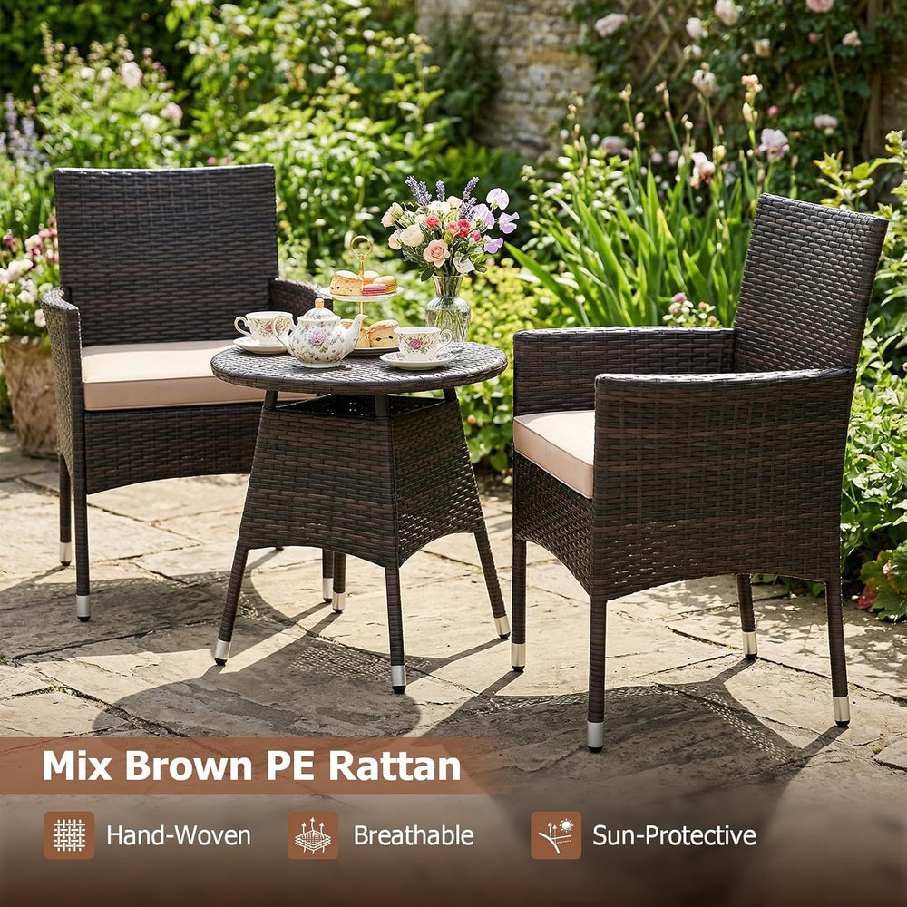 Tangkula 3 Piece Patio Furniture Set, Hand-Woven PE Wicker Conversation Set w...