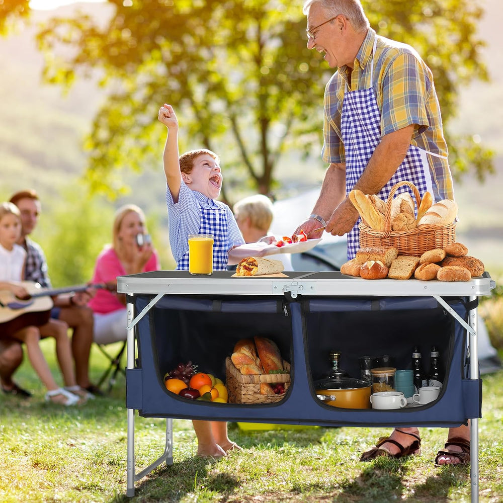 VINGLI 4 Ft Folding Table, Aluminum Camping Table, Picnic Table with Storage,...