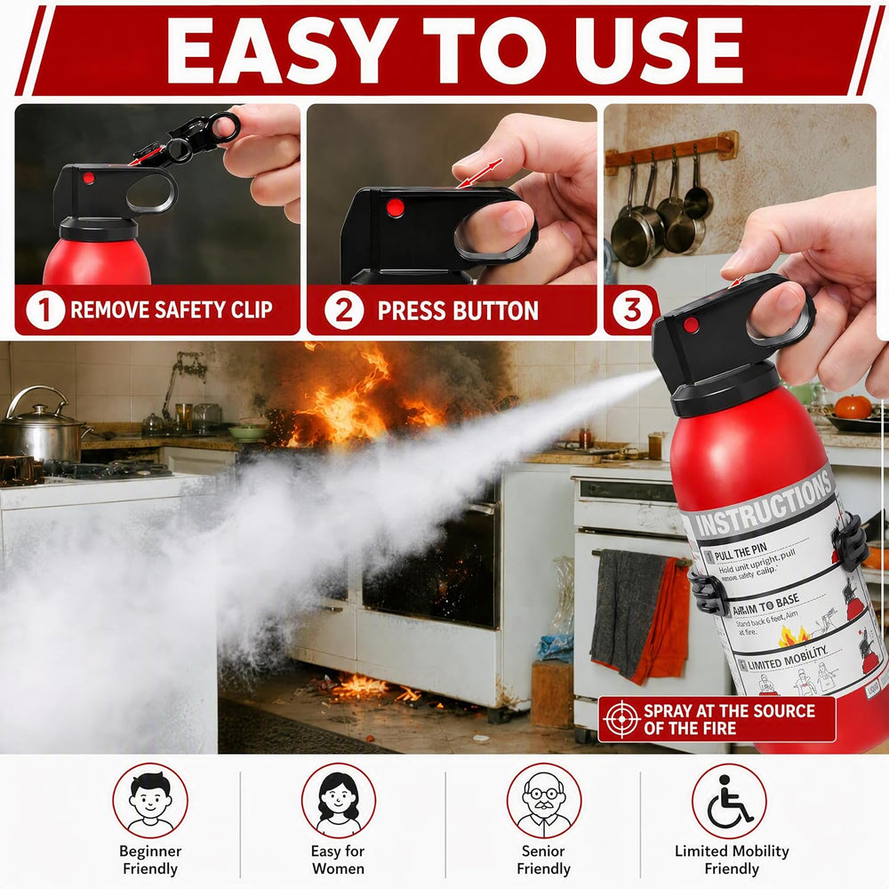 Small Fire Extinguisher for Home & Car – (2-Pack, 1.32lb Each) Portable A...