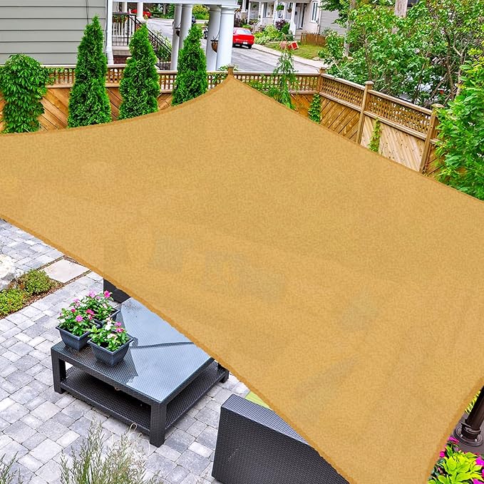 ASTEROUTDOOR Sun Shade Sail Rectangle 12' x 12' UV Block Canopy for P...
