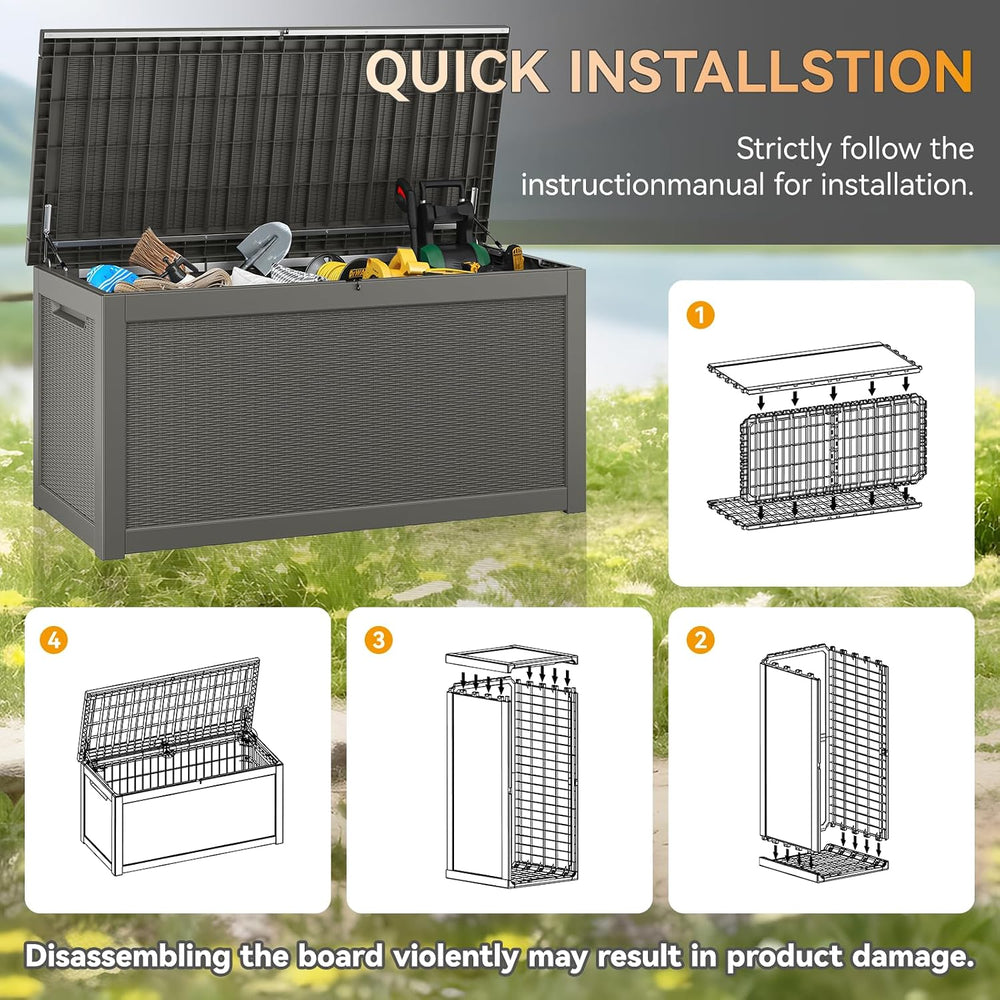 Outdoor Storage Box, 350 Gallon Deck Box Outdoor Waterproof