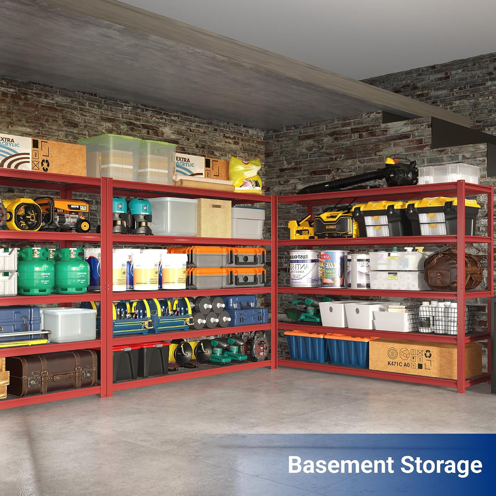 FLEXIMOUNTS Garage Shelving, 60" W x 72" H x 24" D, Red, 5 Tier