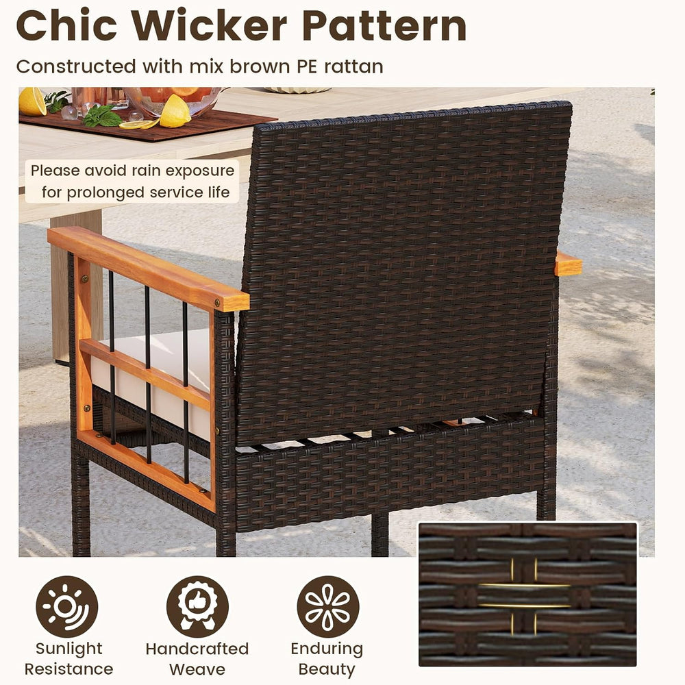 Tangkula 3 Piece Outdoor Wicker Conversation Furniture Set, Patio Rattan Cush...