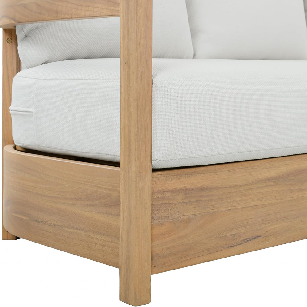 SAFAVIEH Outdoor Kento 3-Seat Sofa, 65.7" Oak & Ivory PAT7098B