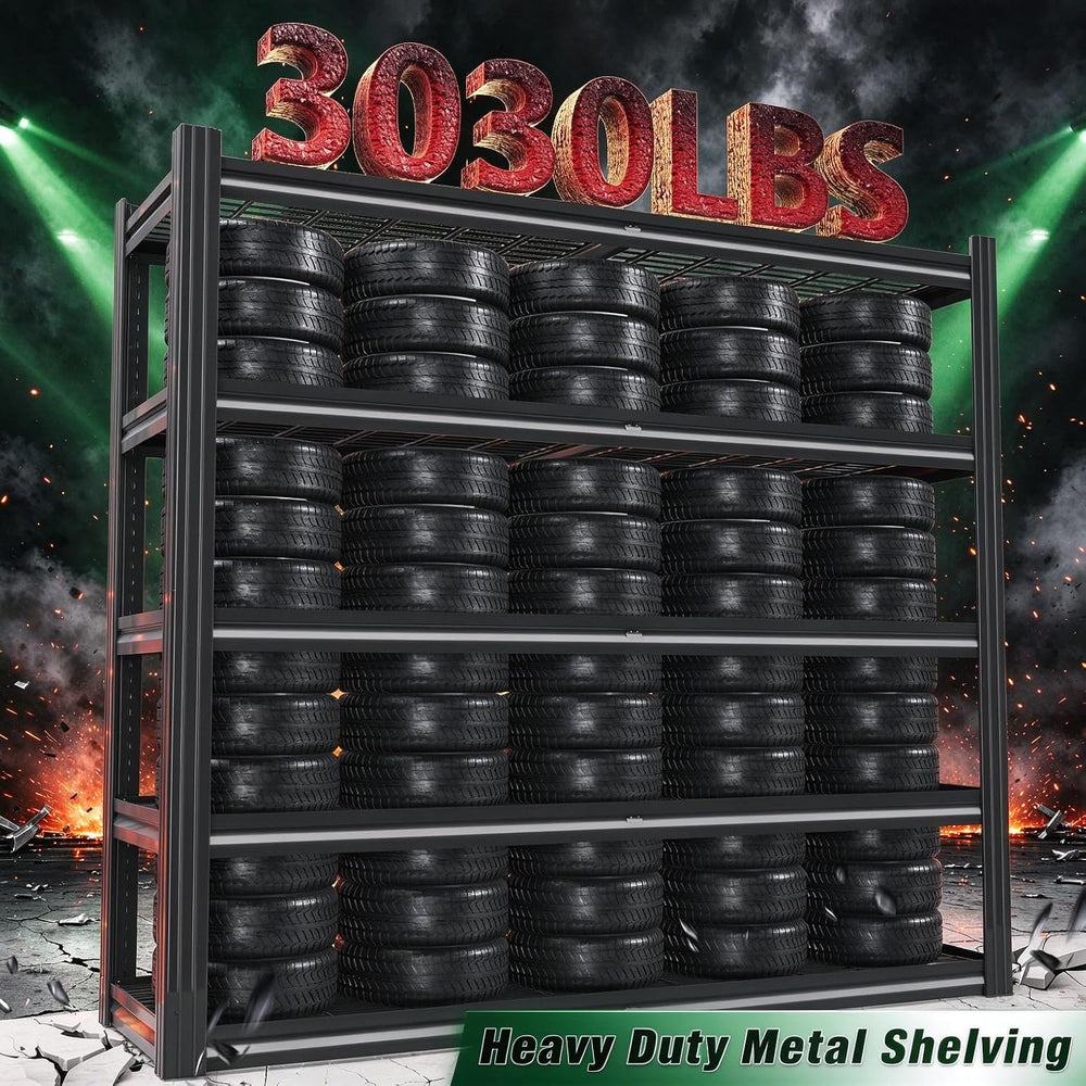Heavy Duty 5-Tier Metal Garage Storage Shelving, 3030 lbs Load Capacity Adjus...