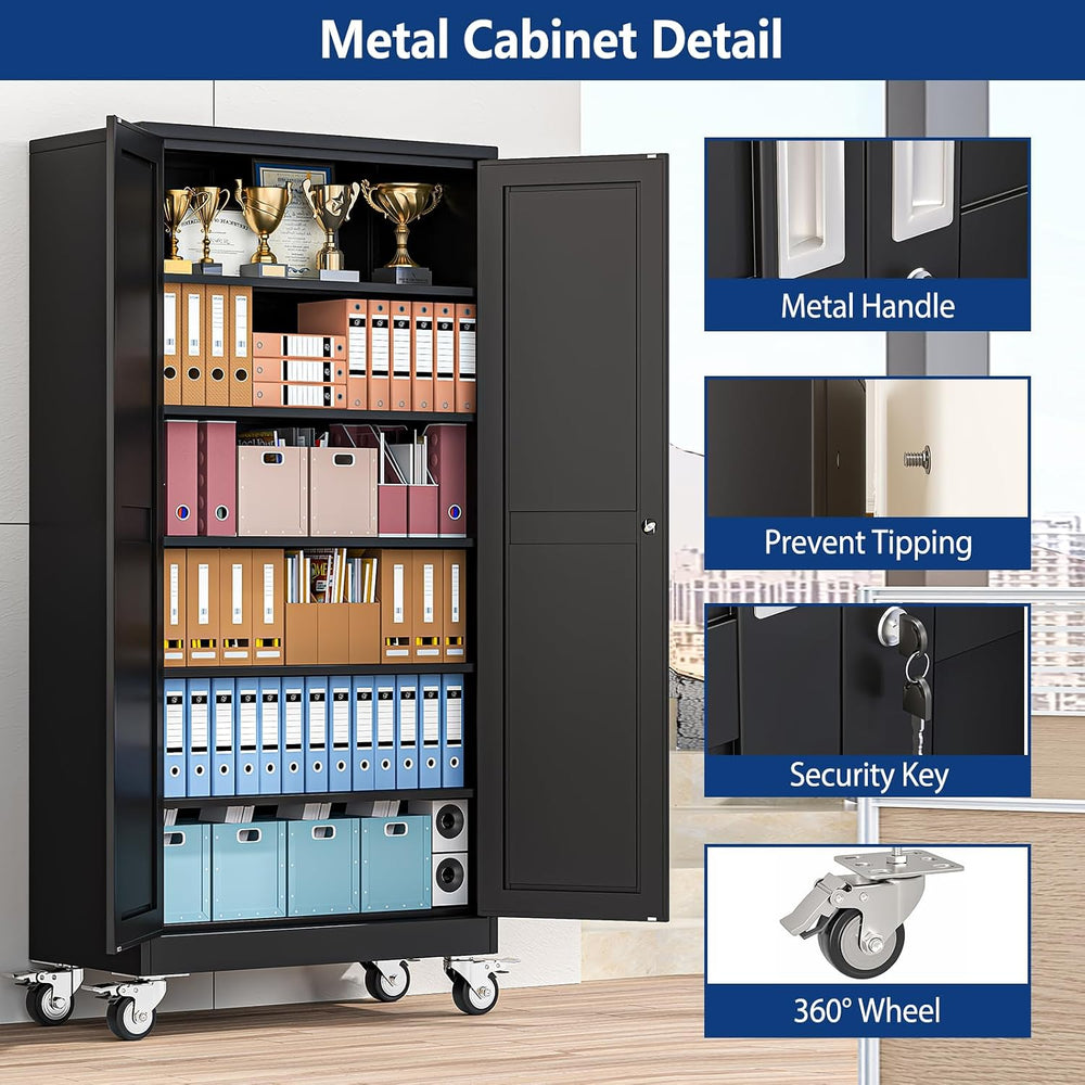 Metal Large Garage Storage Cabinet with Locking Doors and Adjustable Shelves,...
