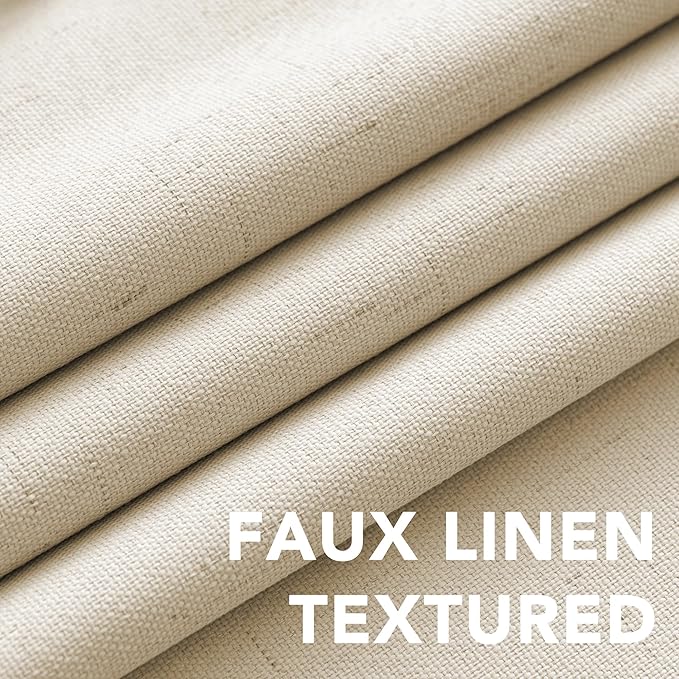 H.VERSAILTEX Linen Blackout Curtains Durable Thick Textured Linen Look 100% B...