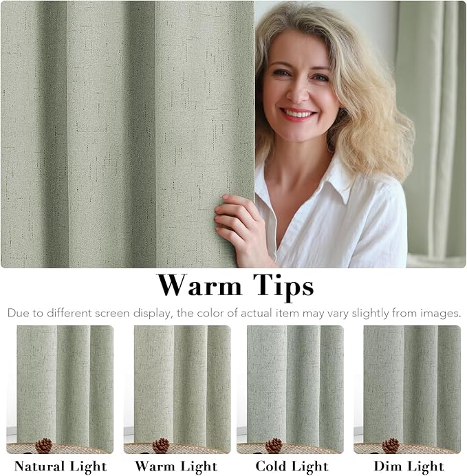 H.VERSAILTEX Linen Blackout Curtains 45 Inches Long 100% Absolutely Blackout ...