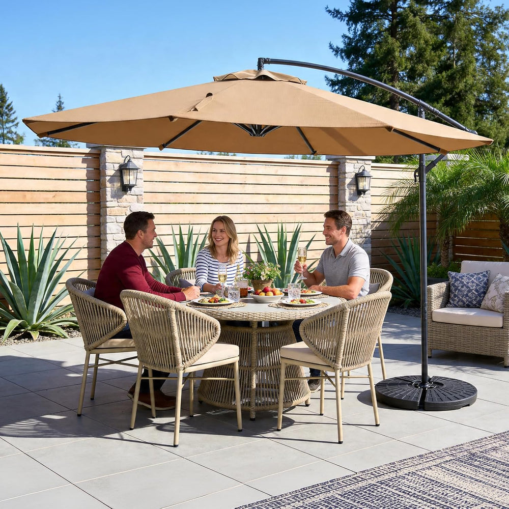 10FT Patio Umbrella, Cantilever Outdoor Umbrella with 360° Rotation & Til...