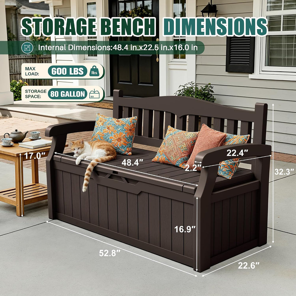 Devoko 80 Gallon Storage Bench Deck Box Waterproof&Lockable