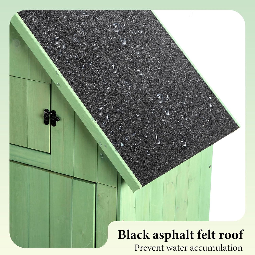 VINGLI Outdoor Wooden Storage Shed, Garden Shed Outside Tool Cabinet with Saf...