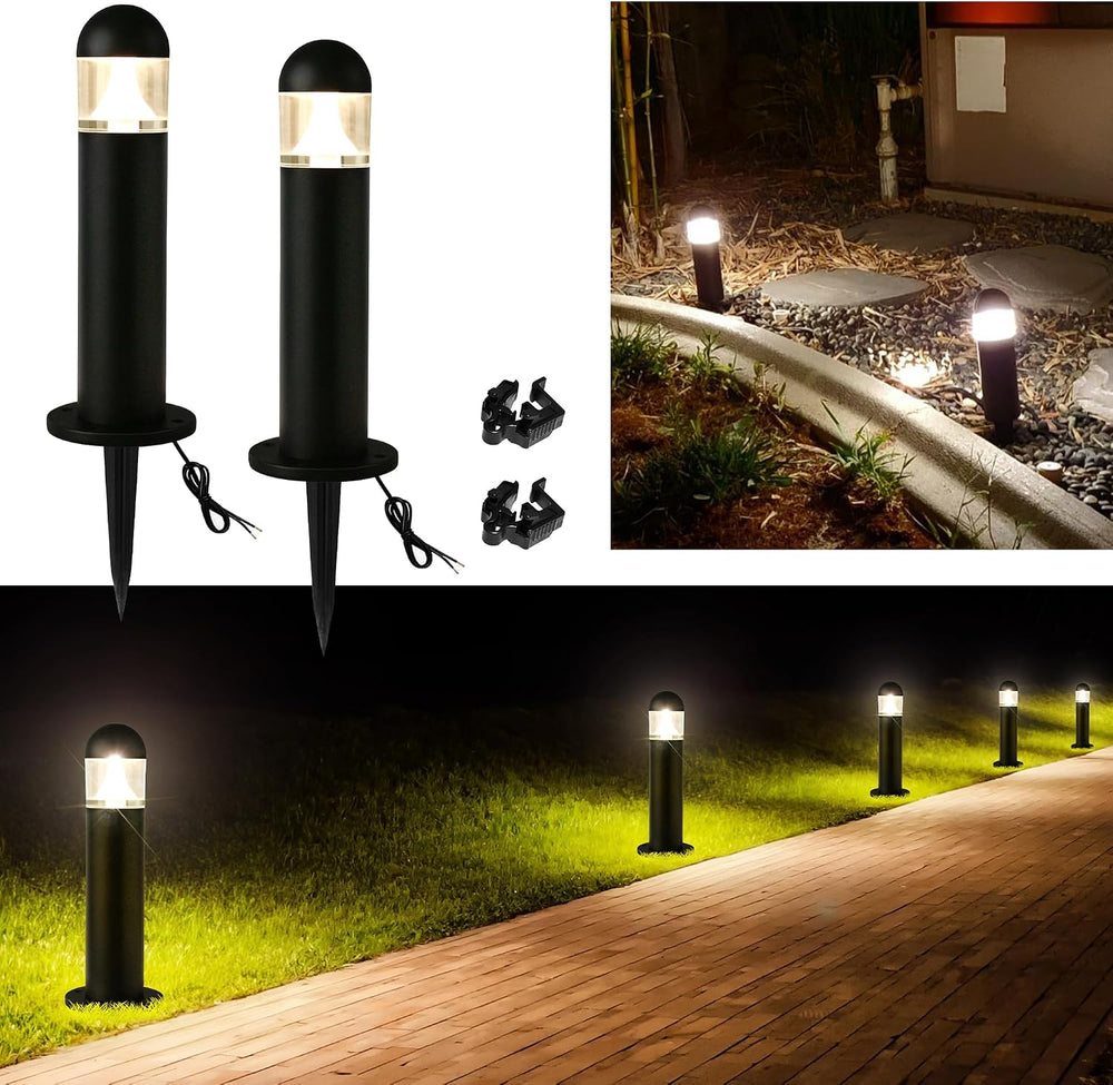 Pathway Lights Outdoor, 12V LED Bollard Light, Black, 2 Pack