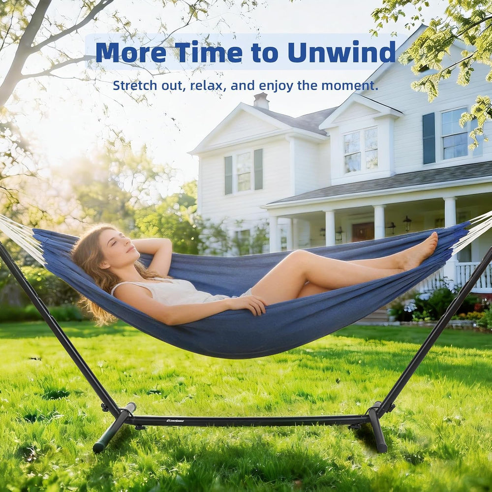 EchoSmile Double Hammock with Detachable Stand - 480 lbs Heavy Duty 2 Person ...