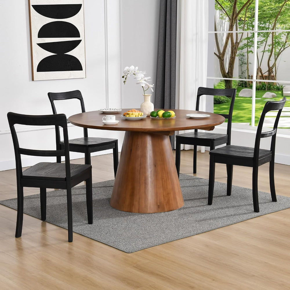 DUHOME Black Wooden Dining Chairs Set of 2,Ladder Back Kitchen Chairs