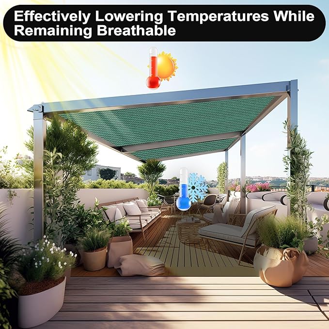 Artpuch 90% Sun Shade Cloth, 12 x 12 FT Pergola Shade Cover Canopy with Gromm...