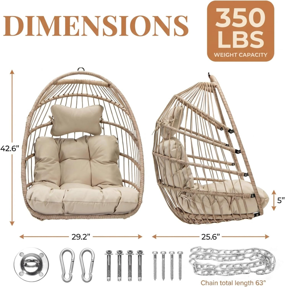 RADIATA All-Weather Swing Egg Chair no Stand, Outdoor Wicker Hanging Chair