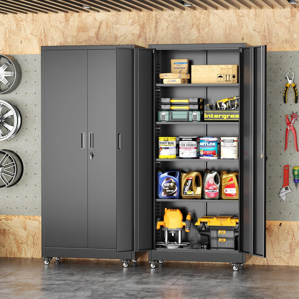INTERGREAT Metal Storage Cabinet with Wheels, 73" Rolling Storage Cabine...