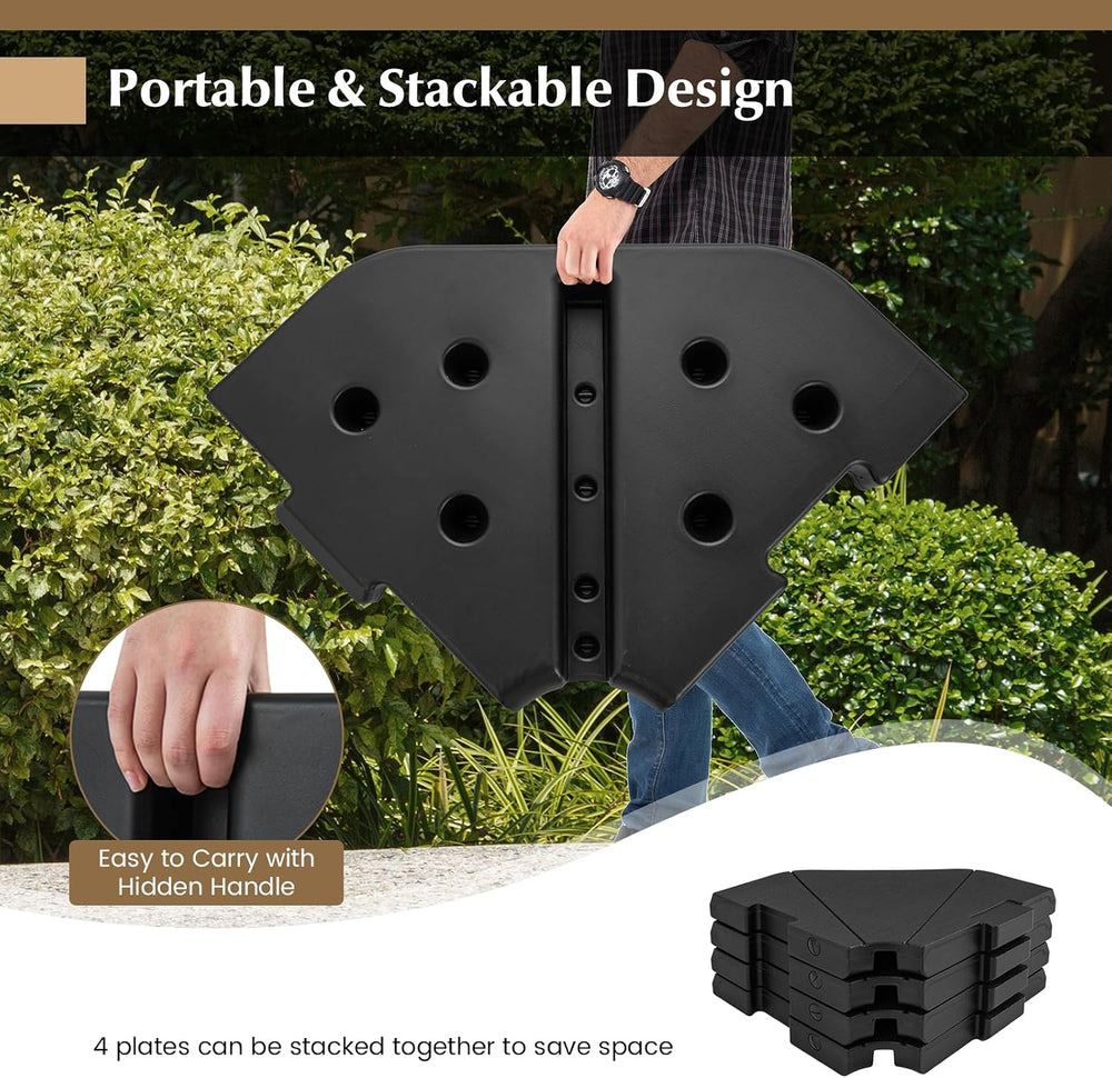 Tangkula 4-Piece Patio Umbrella Base, 208 lbs Heavy Duty Offset Cantilever Um...