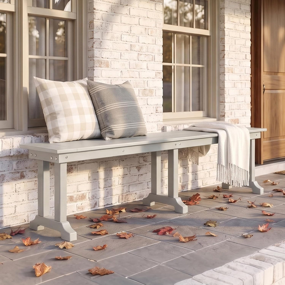 WO HOME FURNITURE 65" HDPE Outdoor Bench, 660 lbs Capacity, Sand