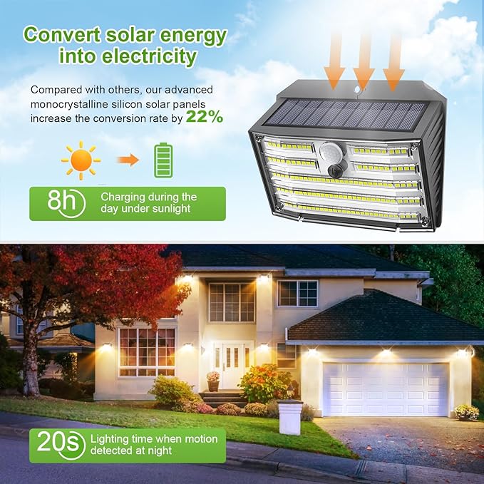 [16 Packs] Solar Motion Lights Outdoor, Ultra Bright Solar Fence Lights with ...