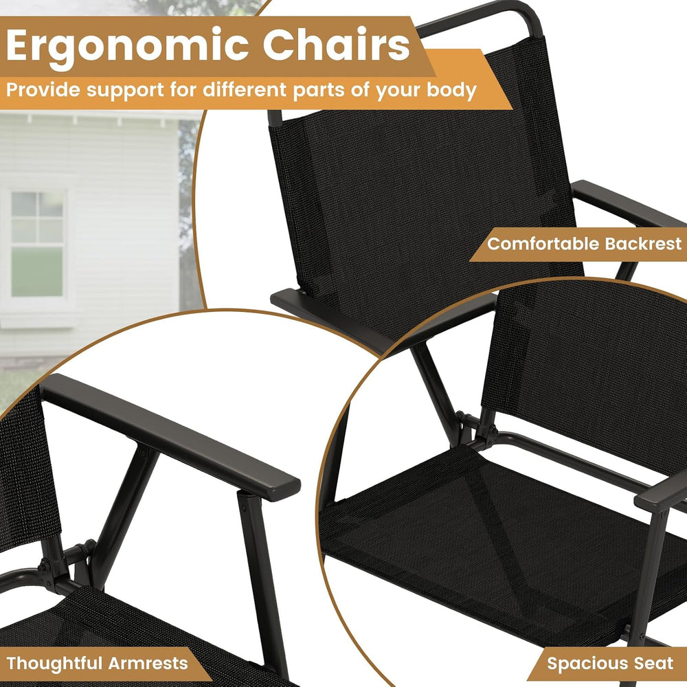 Tangkula 3 Pieces Folding Patio Bistro Set, Patio Furniture Set with 2 Foldin...