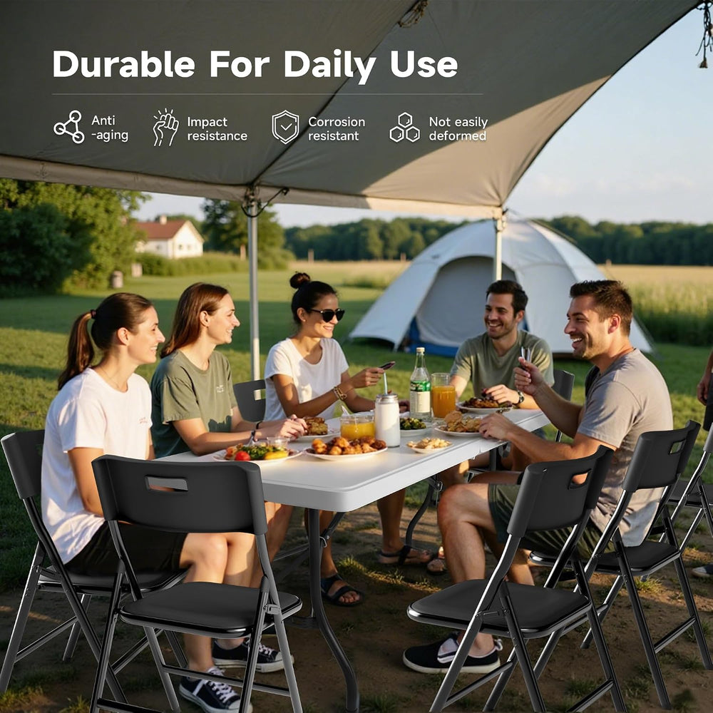 Portable 6-Piece Folding Table and Chairs Set – Heavy-Duty 6ft Camping & ...