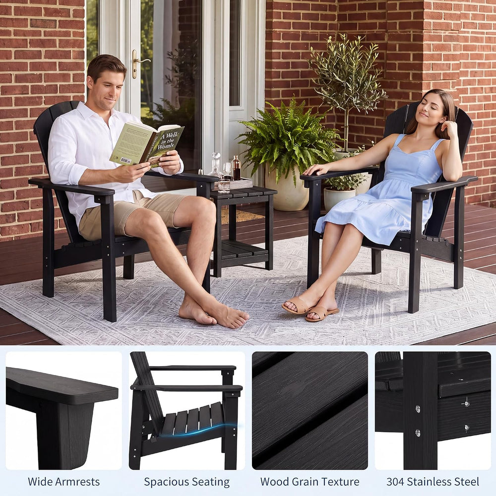 Garvee Stackable Adirondack Chair Set of4, HDPE Outdoor Patio Chair, Black