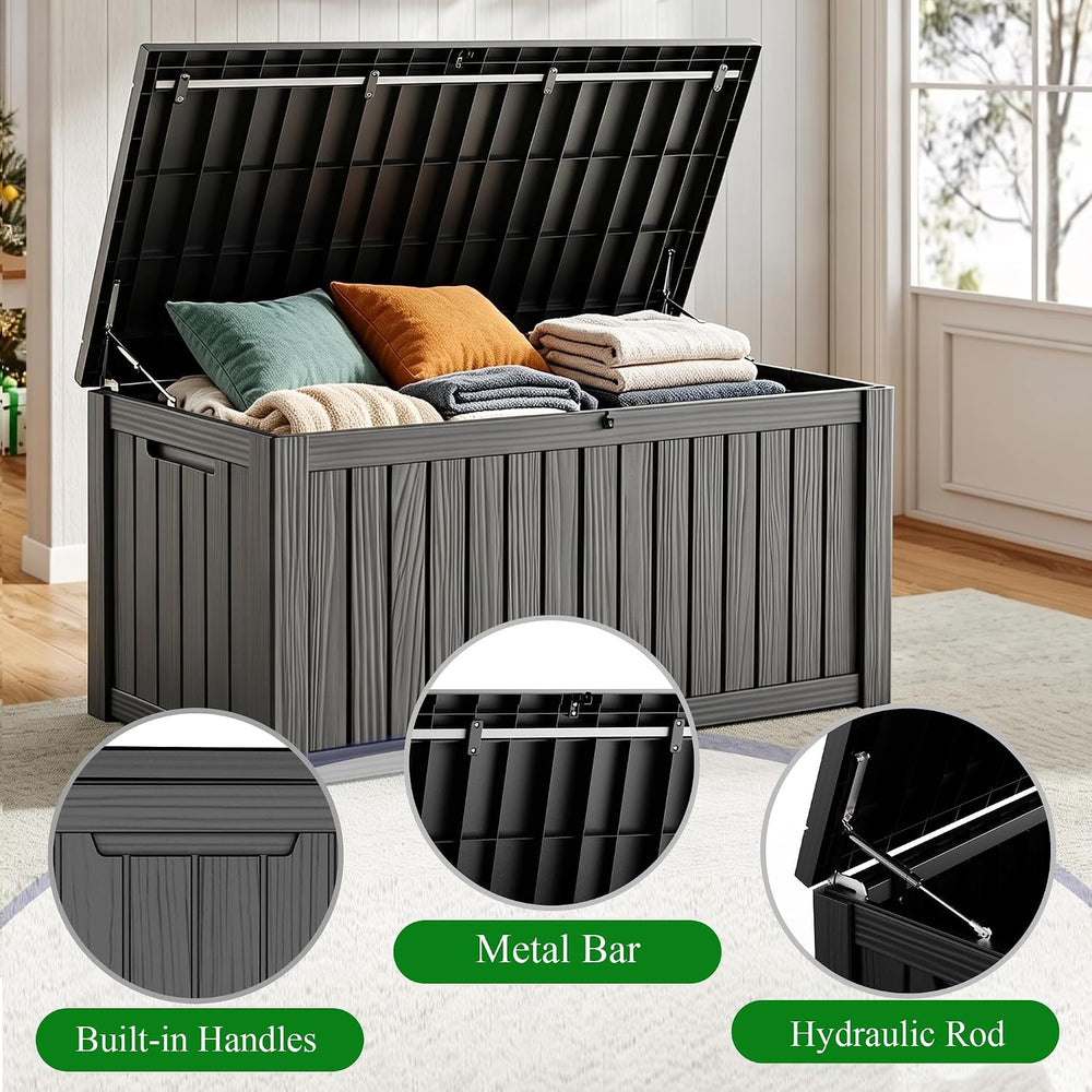 240 Gallon Large Outdoor Storage Box, Black