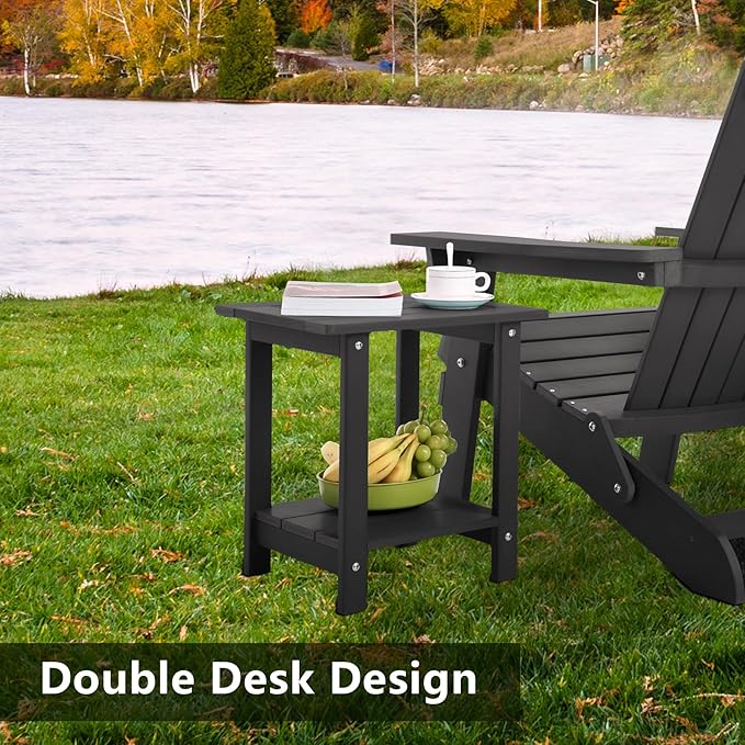 Double Adirondack Side Table Weather Resistant, Outdoor Rectangular End Table...