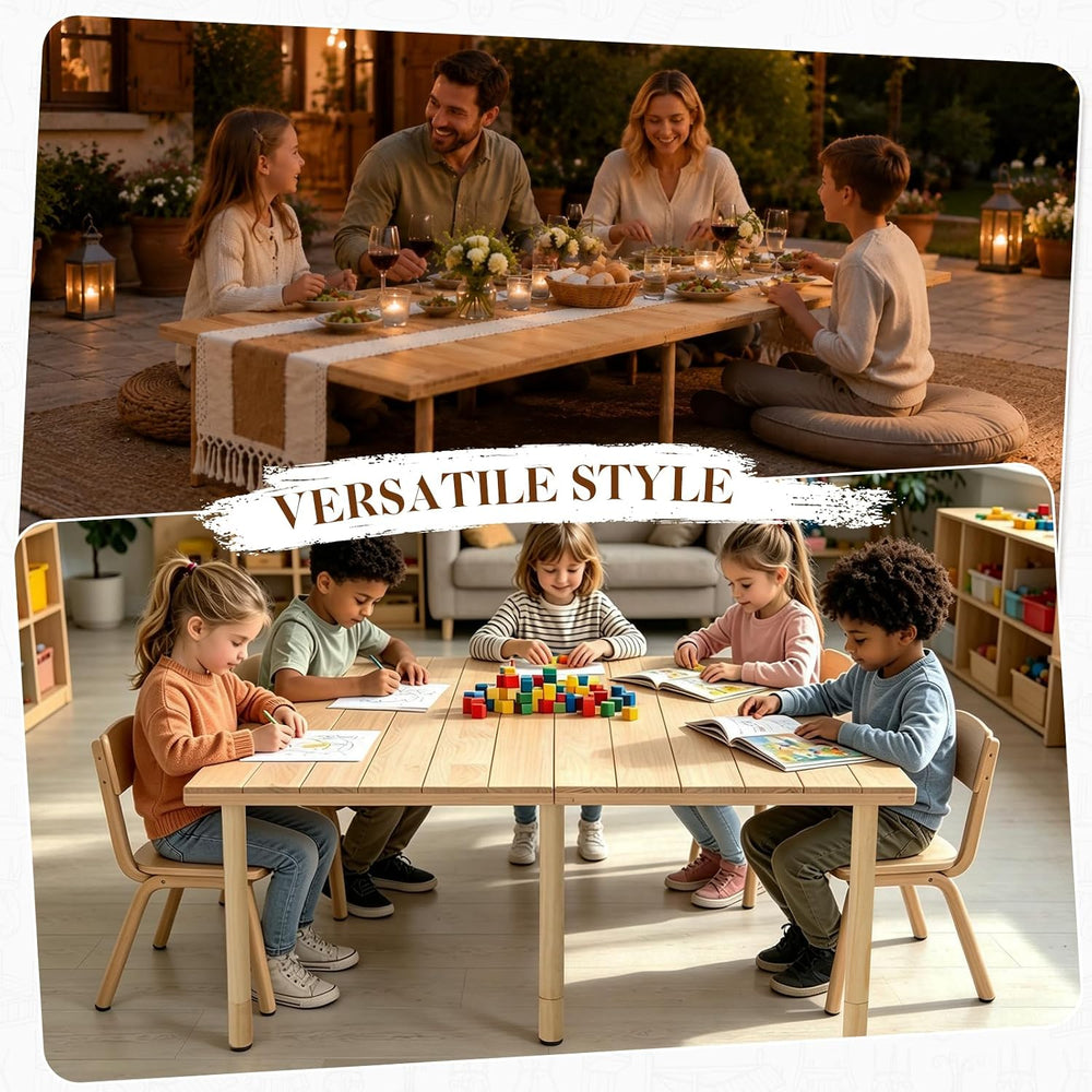44" x 22" Low Picnic Table, Foldable Solid Wood Structure